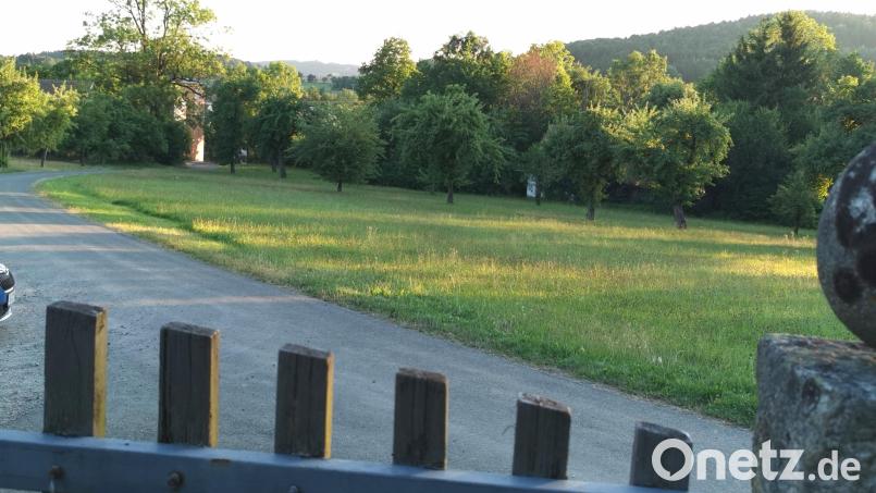 Das neue Gaisthaler Baugebiet „Grünerwaldanwesen“ mit Abbruch des Leerstands (Mitte, hinter Büschen) bringt auch neue Parkplätze entlang der Straße zwischen Feuerwehrhaus (links) und Friedhofstor mit sich. Bild: Portner