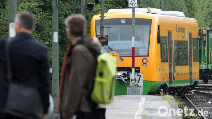 Eine Oberpfalzbahn fährt auf den Gleisen am Bahnhof in Furth im Wald ein. Symbolbild: Armin Weigel