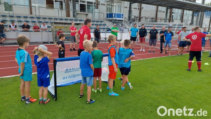Vor der Junioren-Tagung im Teilkreis Schwandorf gab es eine praktische Vorführung zum Thema &quot;Mini-Fußball&quot;. Bild: Karl Helmberger/exb