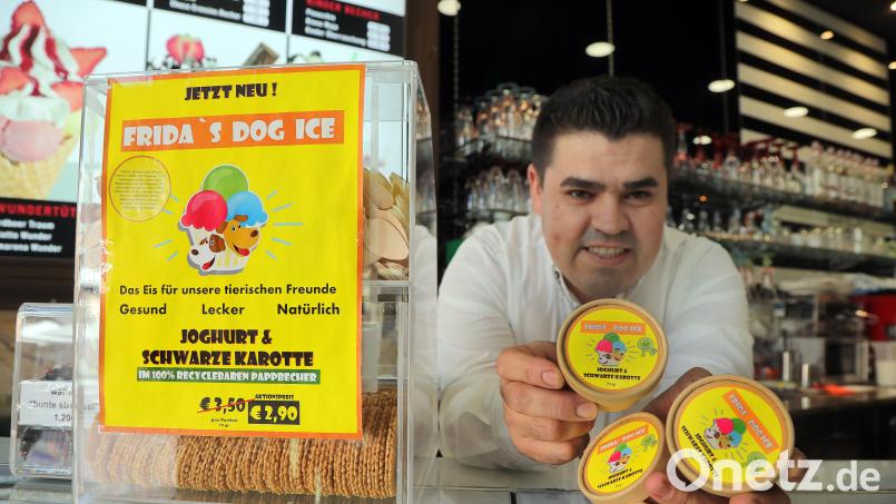 In Amberg wird jetzt in der Eisdiele Firenze auch Hundeeis angeboten. Bild: Wolfgang Steinbacher