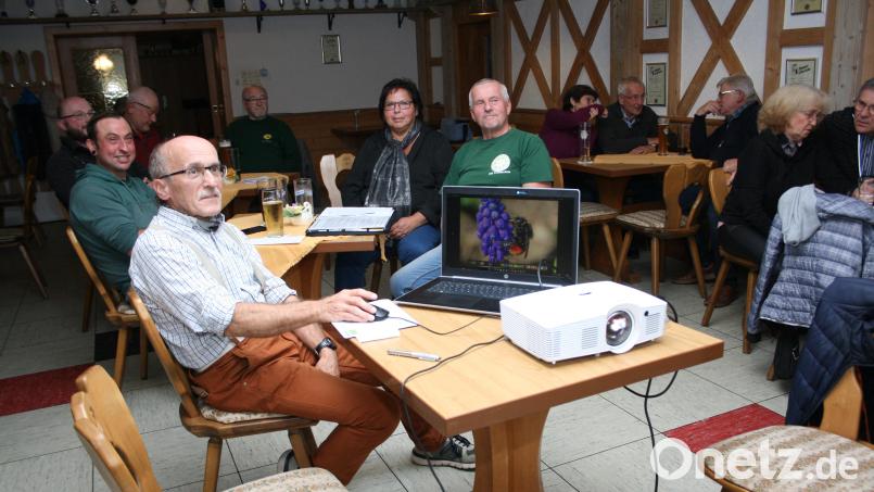 Dr. Siegfried Steinkohl (vorne) zeigte eindrucksvolle Bilder bei der Jahreshauptversammlung des Fichtelgebirgsvereins Friedenfels. Bild: roh