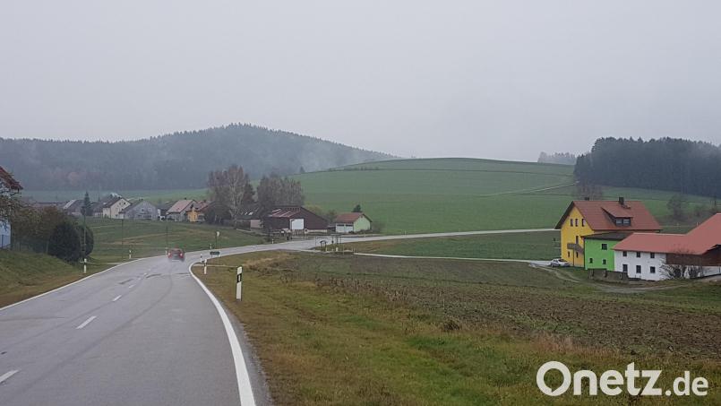 Auf einer Anhöhe (Grünfläche) unmittelbar neben der Ortschaft Gaisheim soll ein Mobilfunkmast aufgestellt werden. Die Anwohner sehen eine Gefahr für die Gesundheit. Bild: gi