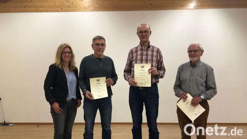 Bei der Skivereinigung Amberg gab es Ehrungen (von links): Vorsitzende Eveline Süß, Rudi Lutz, Gerhard Raum und Charly Mois. Bild: Thomas Stopfer, SVA/exb