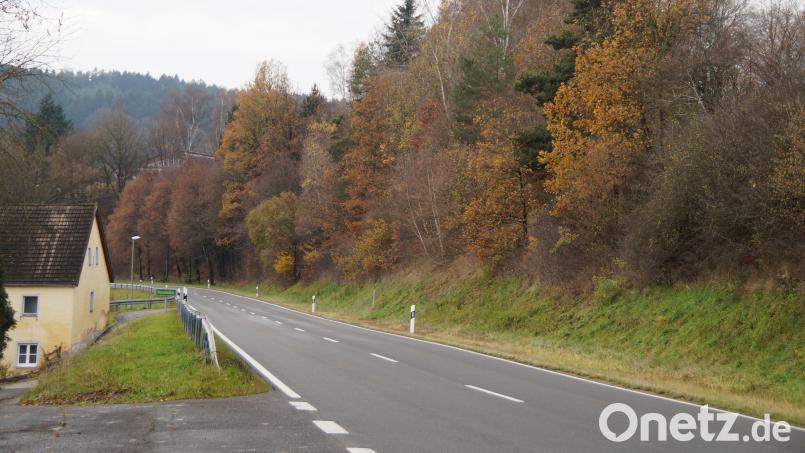 Gegenüber der Kieselmühle (links), hinter der vorhandenen Böschung auf der Staatsstraße zwischen Dieterskirchen und Bach, soll das &quot;Sonmnenfeld Kieselmühle&quot; auf zwei Hektar Ackerfläche angelegt werden. Bild: wel