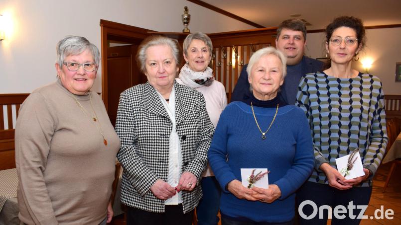 Der VdK Illschwang ehrt treue Mitglieder (von links): Kassier Annerose Danhauser, Kreisvorsitzende Marianne Kies-Baldasty, Vorsitzende Marianne Kellermann, Monika Bär, Bürgermeister Dieter Dehling und Christine Renner. Bild: no