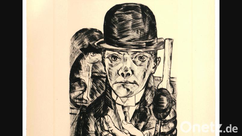 Eines von rund 2000 wertvollen Blättern der Sammlung Thomas: „Selbstbildnis mit steifem Hut“ von Max Beckmann. Bild: Kunstsammlungen Chemnitz/Lazlo Toth