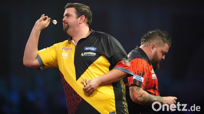 Gabriel Clemens hatte im WM-Halbfinale gegen Michael Smith keine Chance. Bild: Zac Goodwin/PA Wire/dpa