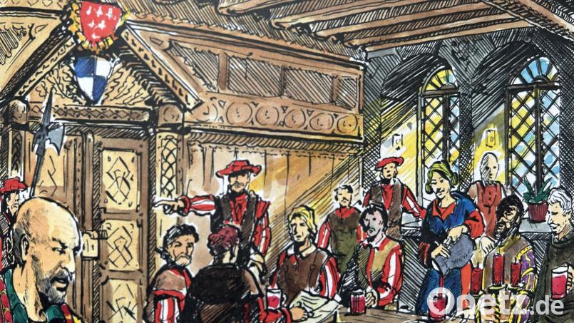 Eine Szene aus Eckhardt Walters Comic „Amberg gegen Sulzbach“, Band 1: Beratung im kleinen Rathaussaal. Repro: Andreas Royer
