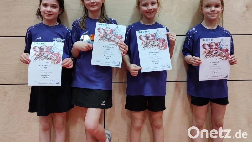 Die Wernberger Mädels: (von links) Payton Sims, Anna Dotzler, Madlen Maunz und Kassandra Fillipiak. Bild: TSV Detag Wernberg