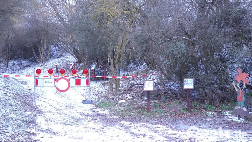 Der Naturerlebnispfad &quot;Lustweg&quot; ist seit Tagen gesperrt und muss vor einer Freigabe umfangreichen Maßnahmen unterzogen werden. Bild: fjo