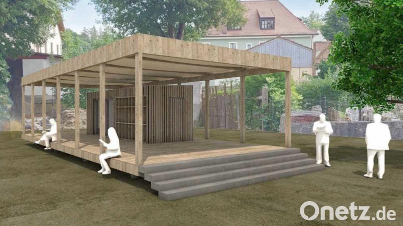 So könnte das Holzhäuschen für die Gartengruppe des BRK-Kinderhauses &quot;Weltentdecker&quot; aussehen. Bild: Greiner Architekten/exb