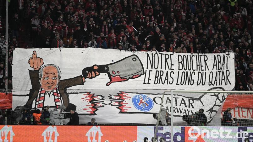 Mit diesem Plakat protestierten die Bayern-Fans gegen das Katar-Sponsoring. Bild: Peter Kneffel/dpa