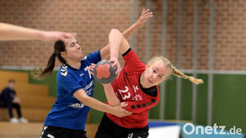 Selina Sensen (rechts) vom HC Sulzbach muss sich in dieser Szene gegen den Angriff durch Natalie Schoemann vom HC 03 Bamberg behaupten. Bild: Hubert Ziegler