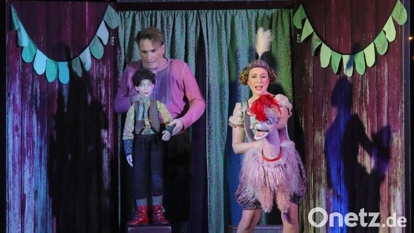 Boris und Tammy Weber alias Freie Bühne Neuwied bringen am zweiten Tag des Amberger Kindertheaterfestivals das Puppenspiel &quot;Juri und das AlpakaLamaDrama&quot; auf die Bühne im Stadttheater. Bild: Wolfgang Steinbacher