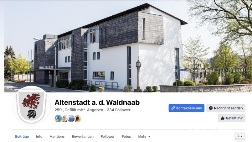 Die Facebook-Seite der Gemeinde hat aktuell 334 Follower. Die Seite existiert seit einem Jahr, der Gemeinderat ist mit der Entwicklung zufrieden. Screenshot: www.facebook.com/AltenstadtWaldnaabGemeinde