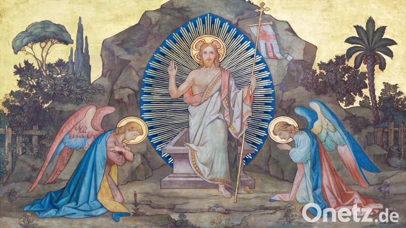 Ein Fresko der Auferstehung Jesu in der Klosterkirche St. Cyrill und Method in Prag (Tschechien). Bild:  Renáta Sedmáková – stock.adobe.com