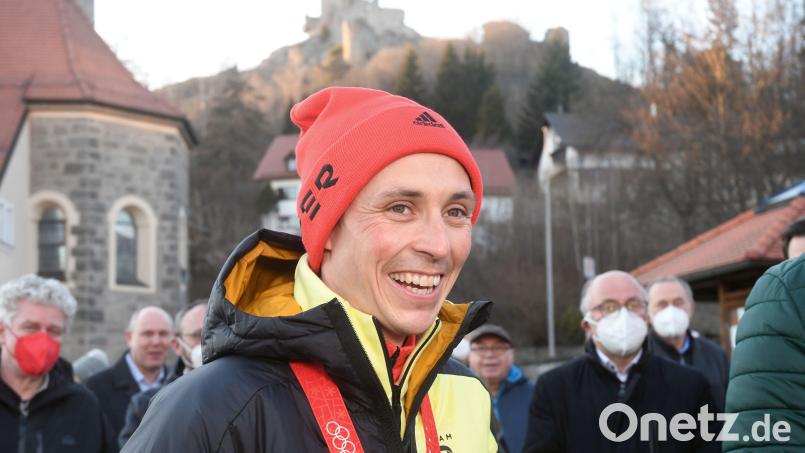 Eric Frenzel beim Empfang in Flossenbürg im vergangenen Jahr. Bild: Gabi Schönberger