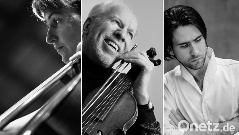 Gidon Kremer (Violine), Giedré Dirvanauskaité (Violoncello), Georgijs Osokins (Klavier). Bild: Weidener Meisterkonzerte/exb