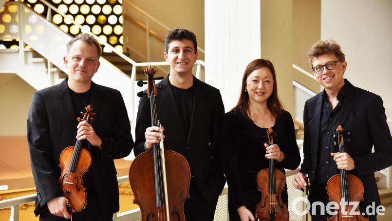 Das &quot;Varian Fry Quartett&quot; mit Philipp Bohnen, Joshua Halpern, Marlene Ito und Martin von der Nahmer (von links). Bild: Eva Gjaltema/exb