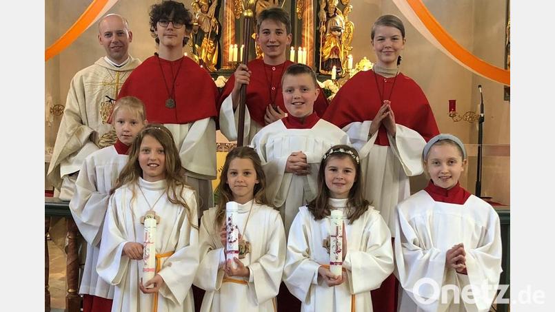 Drei Erstkommunionkinder in der Expositurgemeinde Wilchenreuth Bild: Linda Schmauß/exb