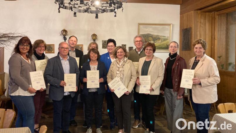 Der Lehrer-Kreisverband zeichnet langjährige Mitglieder aus (von links): Jutta Reinisch, Ramona Mensch, Karl Senft, Richard Troglauer, Gerlinde Ertl, Andrea Hanauer, Referentin Astrid Schels, Margit Walter, Alfons Raab, Doris Bodensteiner, stellvertretende Kreisvorsitzende Nikola Wolfrath sowie Kreisvorsitzende Martina Maier. Bild: Susanne Hayo/exb