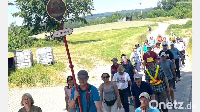 Mit ihrem Wallfahrtsbild gehen die Illschwanger den langen Weg nach Gößweinstein. Bild: no