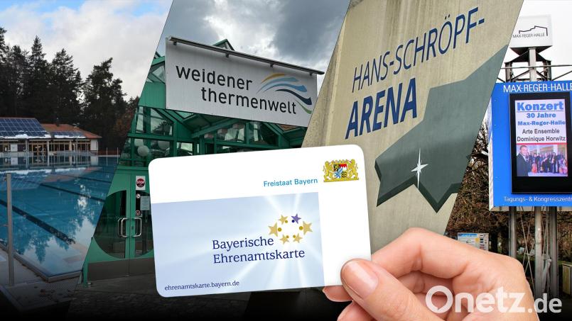 Die Ehrenamtskarte winkt auch im Weidener Stadtgebiet mit einigen Vergünstigungen. Bildmontage: Marco Meier Quelle: kle/stg/dpa/stock.adobe.com