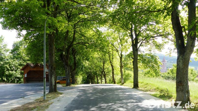 Die Sanierung der Kastler Klosterbergstraße mit dem Busparkplatz und dem Wartehäuschen ist noch rechtzeitig vor den Einweihungsfeierlichkeiten für die Polizeifachhochschule abgeschlossen worden. Bild: jp
