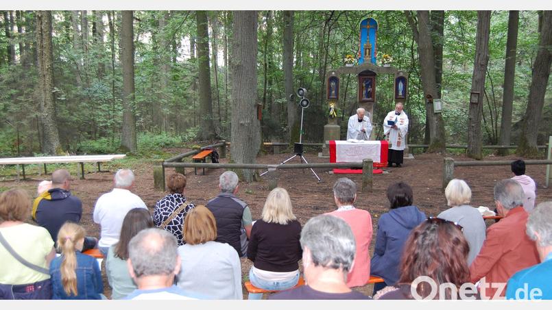 Rund 100 Gläubige aus den Pfarreien Michldorf und Roggenstein kamen zum Johannisbrünnerl, feierten eine Andacht und ließen so die Tradition des Johannisbrünnerlfestes weiterleben. Bild: grm