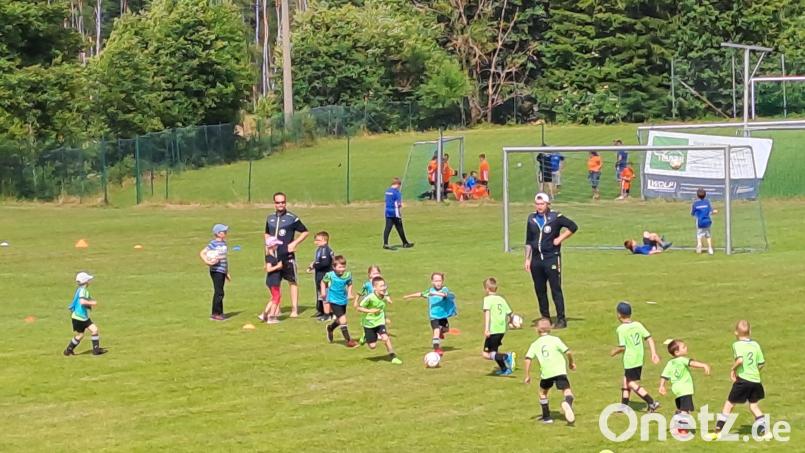 Der Sonntag stand im Zeichen des Sports. Auf dem Sportgelände wimmelte es vor begeisterten Nachwuchskickern. Bild: gis