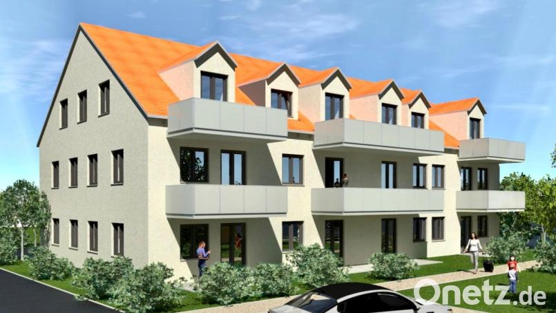 Das Bild zeigt eine Visualisierung von dem fertigen Mehrfamilienwohnhaus in Plößberg. Bild: Fischer Immobilien GmbH/exb