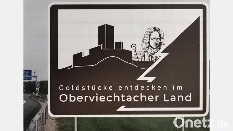 Dieses touristische Hinweisschild will die Stadt Oberviechtach an den Autobahnen A 93 und A 6 aufstellen. Der neue Entwurf gefällt nicht allen Stadträten. Grafik: Stadt Oberviechtach/exb