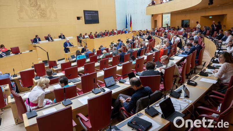 Für mindestens 50 Abgeordnete war es für immer die letzte Plenarsitzung im Landtag – auch für Annette Karl (SPD). Bild: Peter Kneffel/dpa