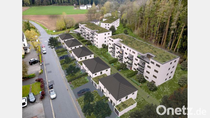So soll das Baugebiet &quot;Horbach&quot; im Weidener Süden aussehen, wenn es fertig ist. Nur wann? Dazu wagt im Augenblick niemand so recht eine Prognose. Bildmontage: R+K Projektbau I