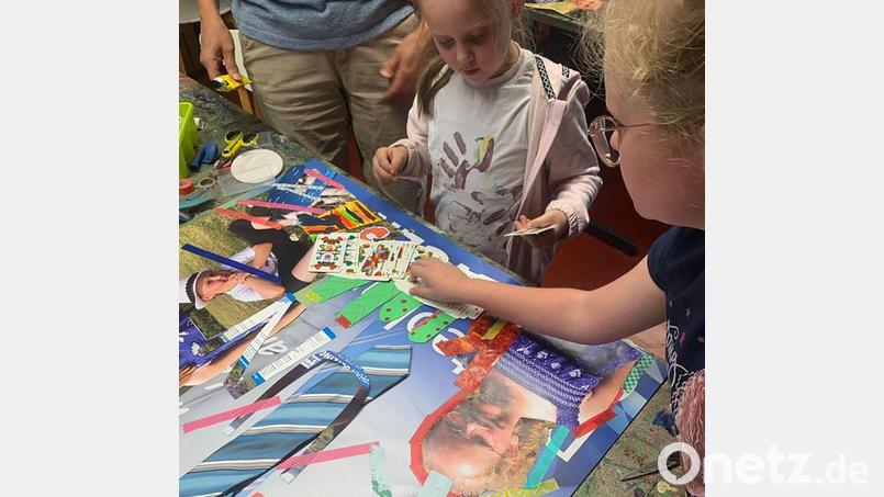 Bei der Plakatwerkstatt in der Kulturwerkstatt Kalmreuth können die teilnehmenden Kinder ihre Kreativität ausleben. Bild: Irene Fritz/exb