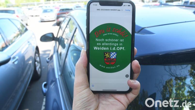 Auf Autos oder Fahrrädern könnten bald Aufkleber mit &quot;Botschaft aus Weiden&quot; prangen. Bild: Gabi Schönberger