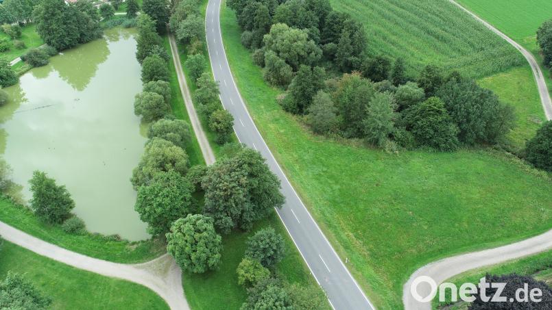 In der Grünfläche gegenüber dem Herrenpoint-Weiher wird das neue Regenrückhaltebecken errichtet. Bild: bey