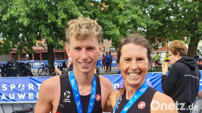 Samuel und seine Mutter Gabi Keck starteten bei der Multisport-EM in Belgien. Bild: Gabi Keck/exb