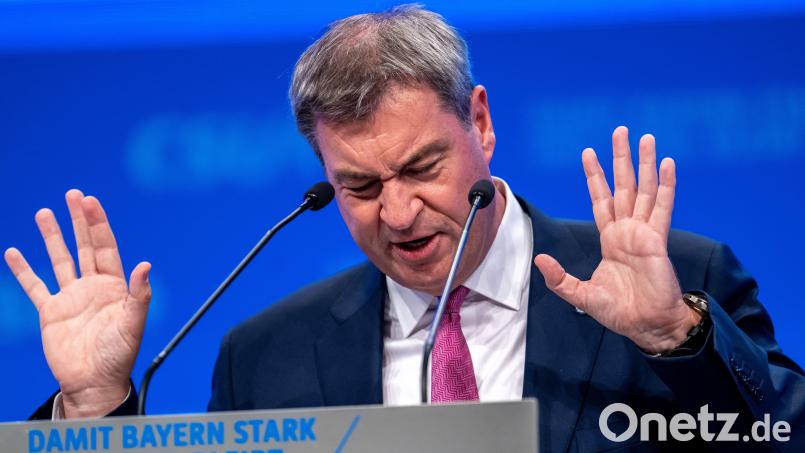 Markus Söder, CSU-Parteivorsitzender und bayerischer Ministerpräsident, spricht auf dem Parteitag der CSU. Bild: Peter Kneffel
