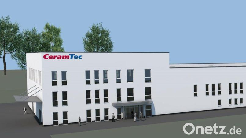 So soll das neue Werk im Osten des bisherigen Ceramtec-Firmengeländes in Marktredwitz aussehen. Grafik: Ceramtec/exb