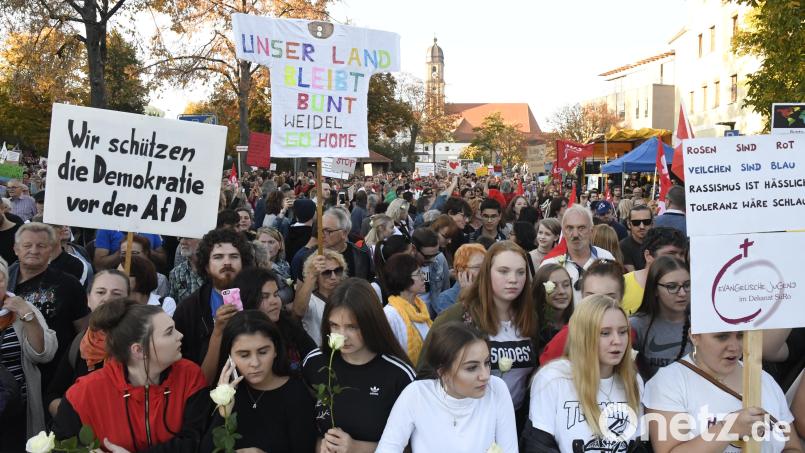 2018 hatte das Oberpfälzer Bündnis für Toleranz und Menschenrechte anlässlich einer Versammlung mit Alice Weidel in Amberg zu einer Demo gegen die AfD geladen. Tausende Bürger folgten mit kreativen Transparenten dem Aufruf "Herz statt Hetze". Archivbild: Petra Hartl
