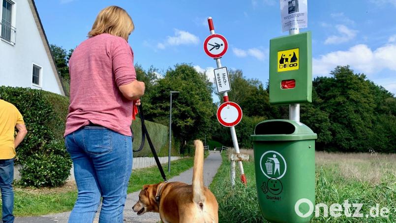 Am Merklsteig gehen viele Hundehalter regelmäßig Gassi. Die Stadt hat hier eine Hundestation mit Kotbeuteln und einen Abfalleimer angebracht und weist auf einem Schild darauf hin, dass die Beutel und der Eimer von Hundebesitzern nur im Notfall genutzt werden sollten. Bild: Gabi Schönberger
