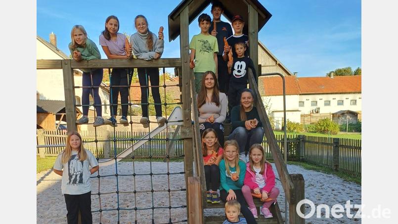 Die Teilnehmer der Karottenaktion bekommen Preise und Süßigkeitenpakete. Bild: Petra Zach/exb