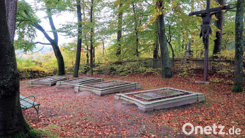 Abgetrennt durch einen Zaun mit frei zugänglicher Gartentür ist der Gemmingen-Familienbegräbnisplatz (Bild) auf den Muttergottesbühl. Bild: bsc