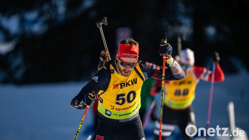 Johannes Donhauser (Nummer 50) im Januar diesen Jahres bei der Biathlon-EM in Lenzerheide. Der Oberpfälzer Biathlet hat auch in diesem Winter mit Krankheiten zu kämpfen. Archivbild: Kevin Voigt