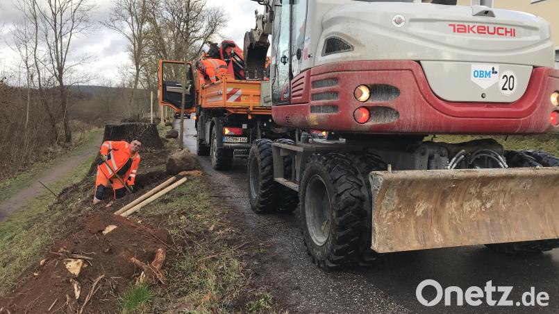 PS und Muskelstärke waren gefragt bei der Baumpflanzaktion in der Vilsecker Straße in Hahnbach. Bild: mma