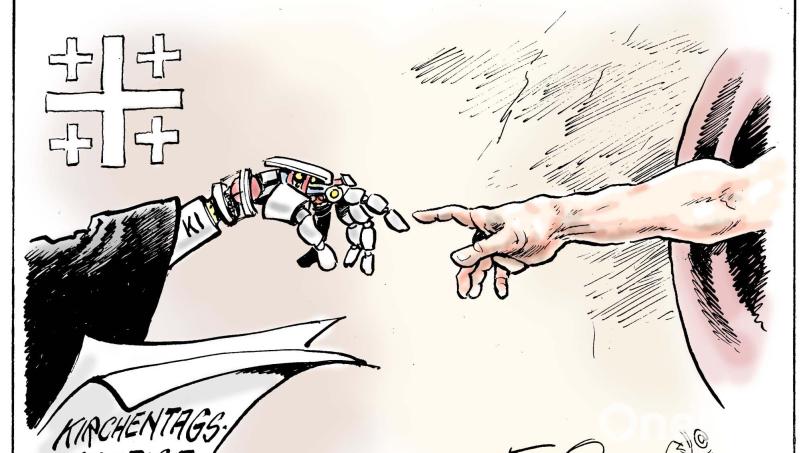 Auf dem evangelischen Kirchentag in Nürnberg wurde erstmals ein Gottesdienst in Deutschland ausschließlich von einer KI gestaltet. Bild: Jürgen Tomicek