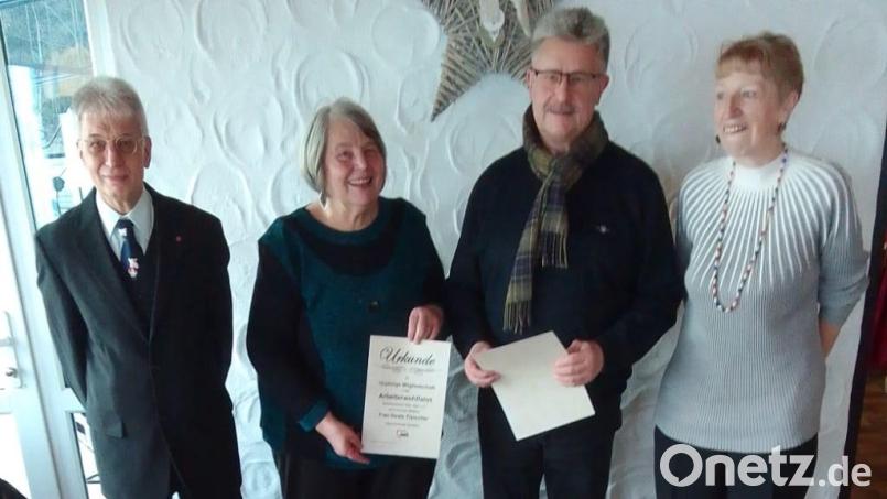Ehrungen bei der AWO (von links): Edwin Ulrich, Beate Fleischer, Wolfgang Braun, Ramona Glowka. Bild: AWO Fuchsmühl/exb