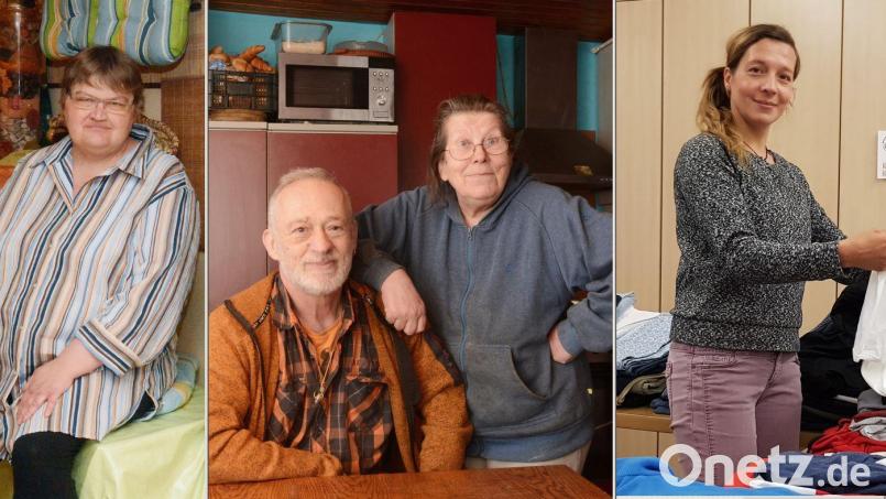 Andrea Gebhard (links) ist Frührentnerin in Weiden, das Ehepaar Franz und Jaroslava Kraus lebt in Waidhaus, Susanne Menzel zieht in Weiden alleine drei Töchter groß. Sie alle sind Kunden der Tafel in Weiden und haben in unserer Serie &quot;Gesichter der Armut&quot; Einblick in ihr Leben mit wenig Geld gegeben. 	Bilder: Gabi Schönberger (2) / Sonja Kaute (1) Bild: Gabi Schönberger