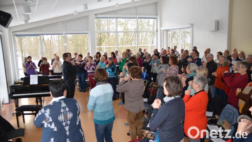 Rund 100 Chorsängerinnen und -sänger sowie Interessierte aus dem nordbayerischen Raum waren zum offenen Chortag der Sängergruppe Max Reger ins Kemnather Schulzentrum gekommen. Bild: ak